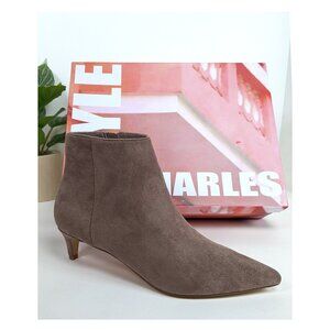 STYLE CHARLES "Kimma" Kitten Heel Ankle Bootie Faux Suede Taupe 7 NWB